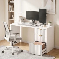 Computer Desk with Reversible Drawers, 47" White, White