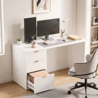Computer Desk with Reversible Drawers, 47" White, White