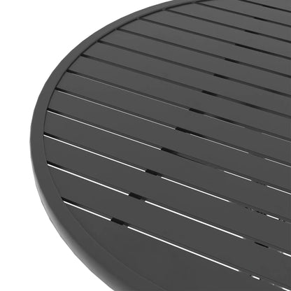 26" Round Patio Table, Outdoor Side Table, Steel Frame, Slat Tabletop, Black Patio Side Tables at Gallery Canada