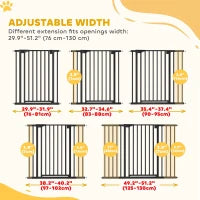 Barrière pour bébé et animal 3 extensions, fermeture automatique, 36"H, noir