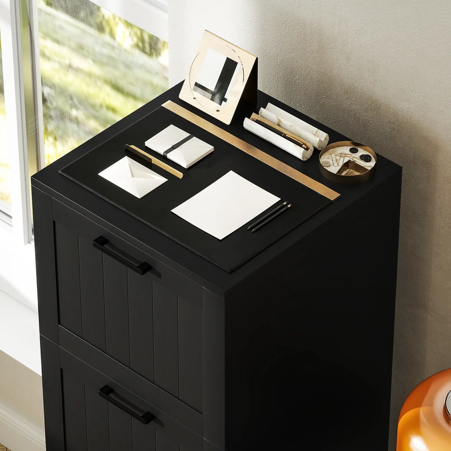 4 Drawer Filing Cabinet with Lock, Adjustable Hanging Bars, Black Office Cabinets & Cupboards at Gallery Canada