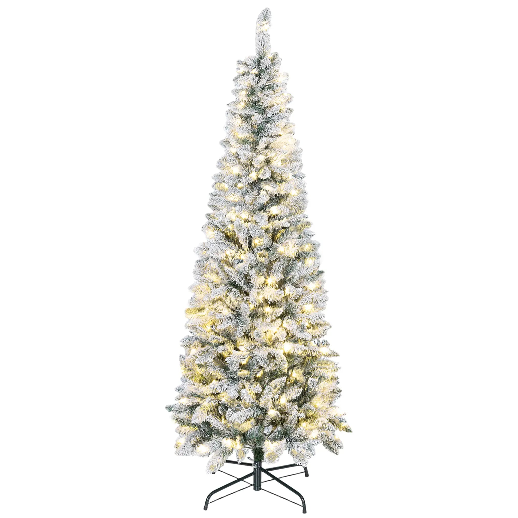 6ft Flocked Christmas Tree, Dual Colour LED Light, 11 Modes, Easy Assembly, Dual Colour Flocked Christmas Trees Green, White at Gallery Canada