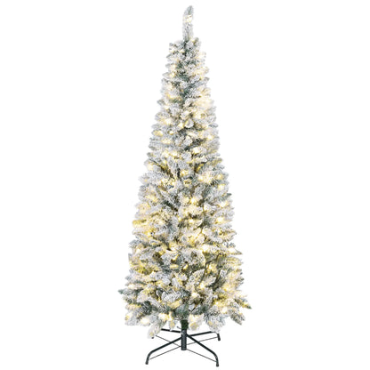 6ft Flocked Christmas Tree, Dual Colour LED Light, 11 Modes, Easy Assembly, Dual Colour Flocked Christmas Trees Green, White at Gallery Canada