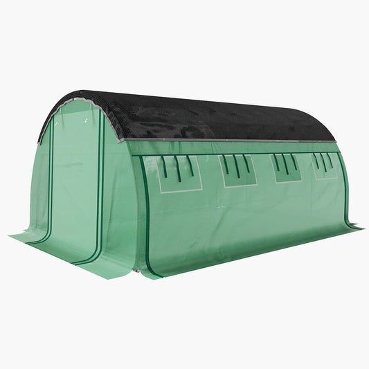 Walk-in Tunnel Greenhouse, 10' x 13' x 6.5', Mesh Sidewalls, 2 Doors, Green Tunnel Greenhouses Green at Gallery Canada