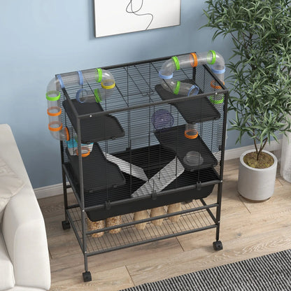 43" Rolling Hamster Cage, Tunnel Tube System, Storage Shelf, Exercise Wheel Hamster Cages at Gallery Canada
