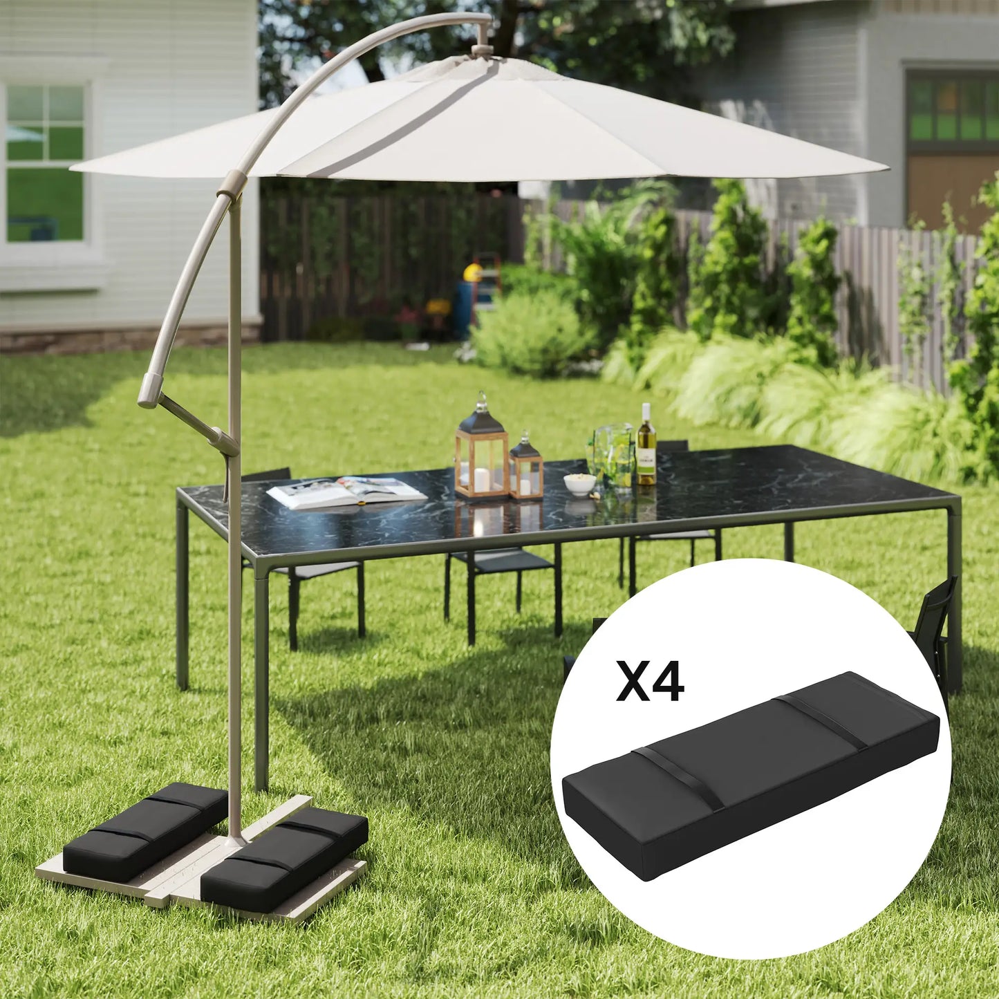 4PCS Patio Umbrella Base Weight Bag, 33 lbs, Black Umbrella Bases at Gallery Canada