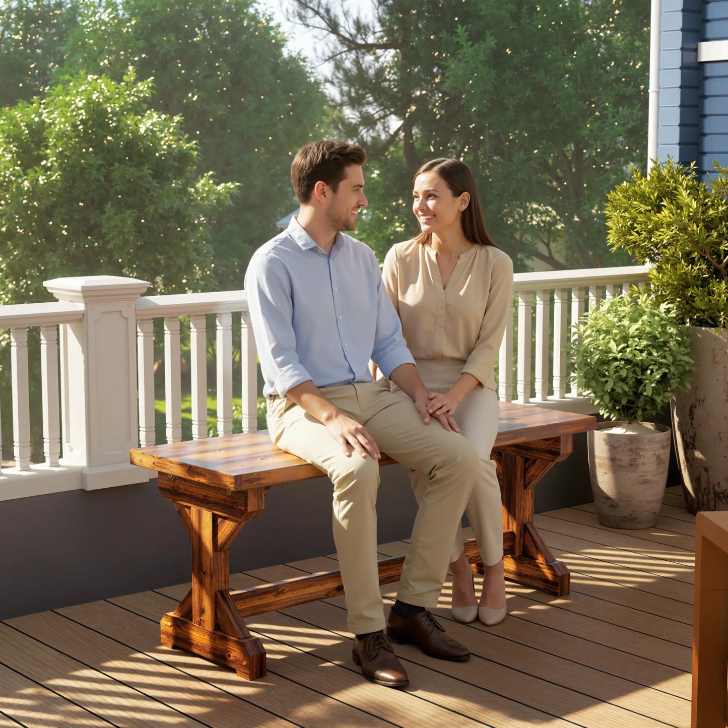 Rustic Wooden Bench, Backless Garden Patio Loveseat, Carbonized Outdoor Benches at Gallery Canada