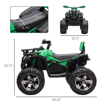 12V Kids Ride-On Car, 10AH Battery Powered ATV, 1.8-5 Mph, Green Electric Toy Cars at Gallery Canada