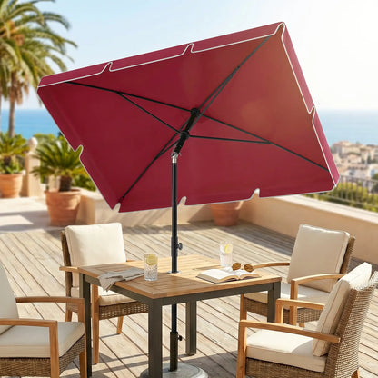 6.5x4ft Rectangle Tilt Adjustable Patio Umbrella, Red Sun Umbrellas at Gallery Canada