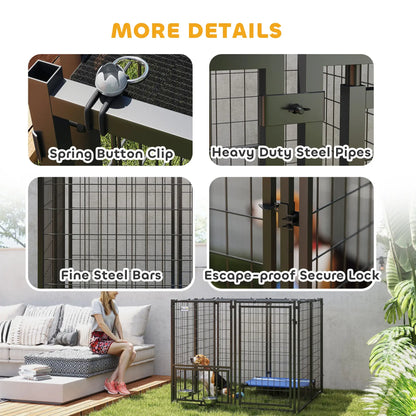 Outdoor Dog Run, Adjustable Rotatable Bowls, Sun-Shade Cover, 4.6' x 4.6' x 3.7' Houses, Kennels & Pens at Gallery Canada