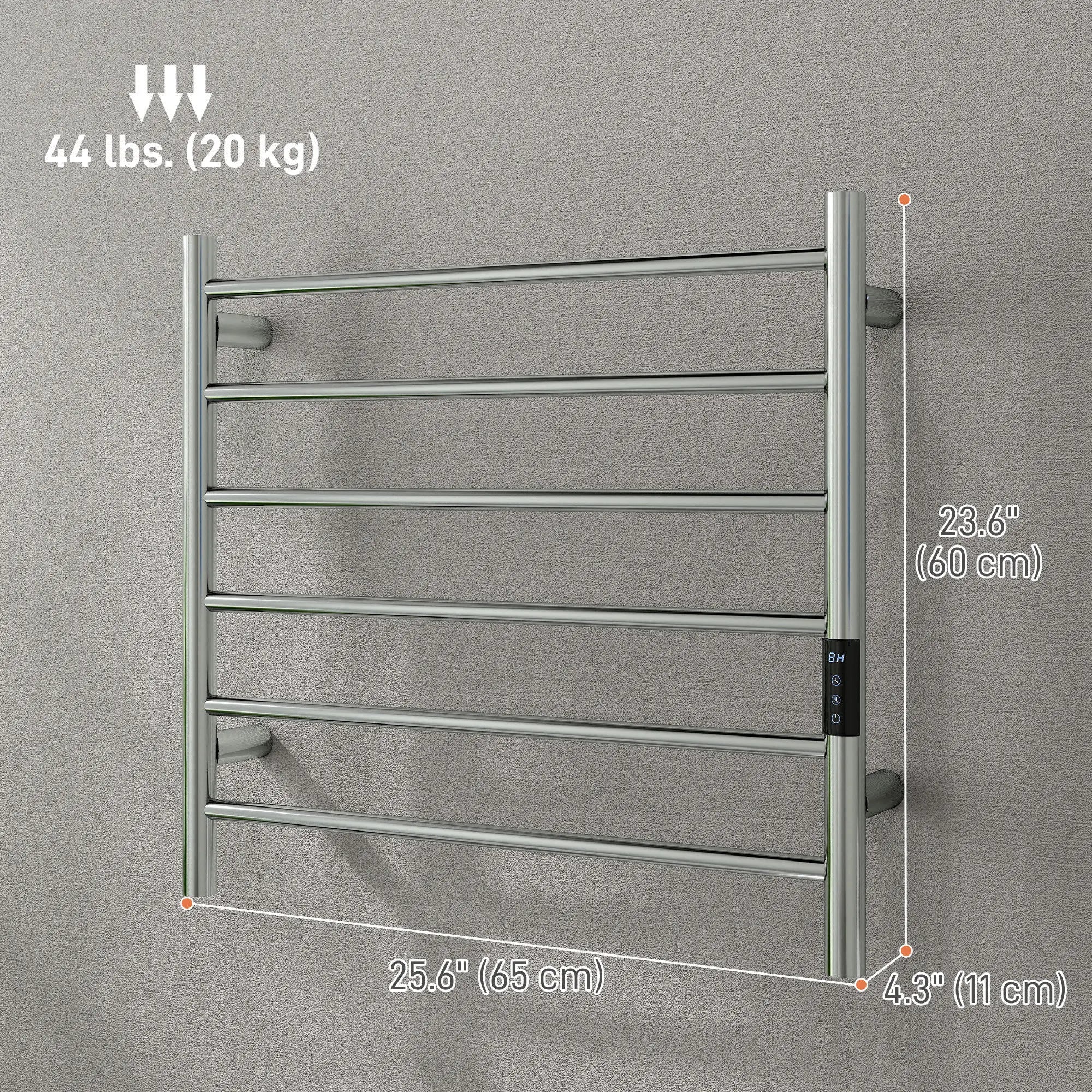 Stainless Steel Smart WiFi Towel Warmer, Wall Mounted, 6 Bars, Adjustable Temperature, Silver Bath Accessories at Gallery Canada