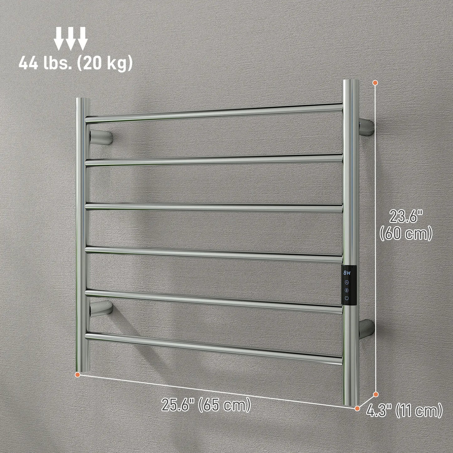 Stainless Steel Smart WiFi Towel Warmer, Wall Mounted, 6 Bars, Adjustable Temperature, Silver Bath Accessories at Gallery Canada