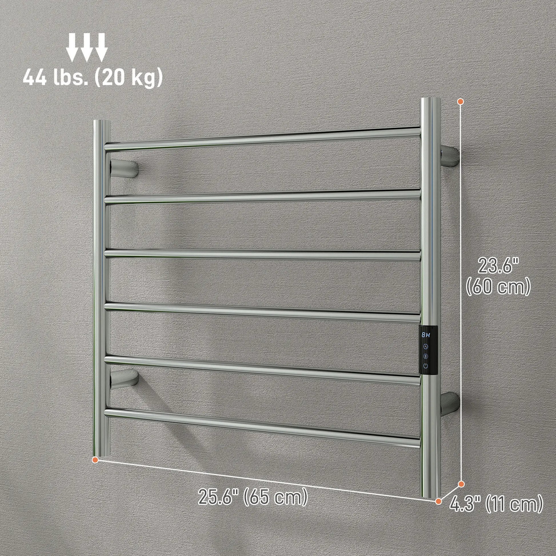 Stainless Steel Smart WiFi Towel Warmer, Wall Mounted, 6 Bars, Adjustable Temperature, Silver Bath Accessories at Gallery Canada
