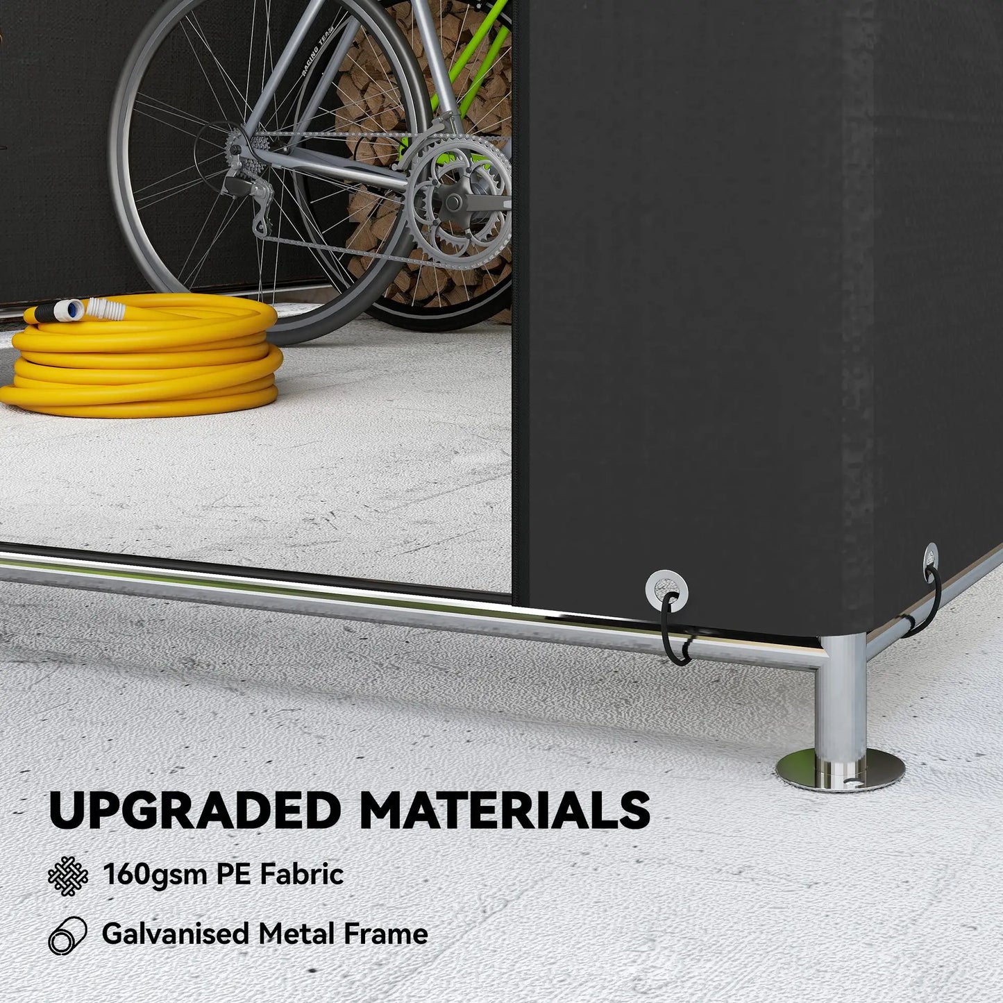 6,6' x 7,8' Abri portable, Tente vélo imperméable, Noir