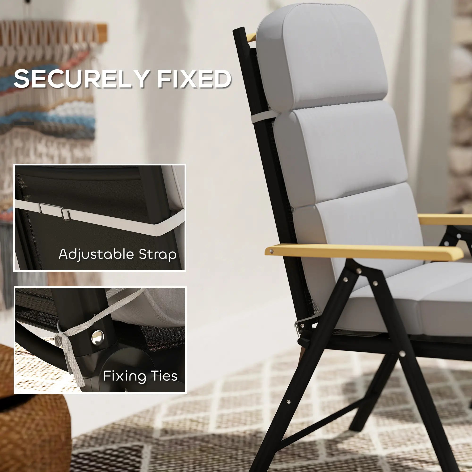Outdoor Seat Cushion with Back, UPF 20+, Non-Slip, Light Grey Patio Chair Cushions at Gallery Canada
