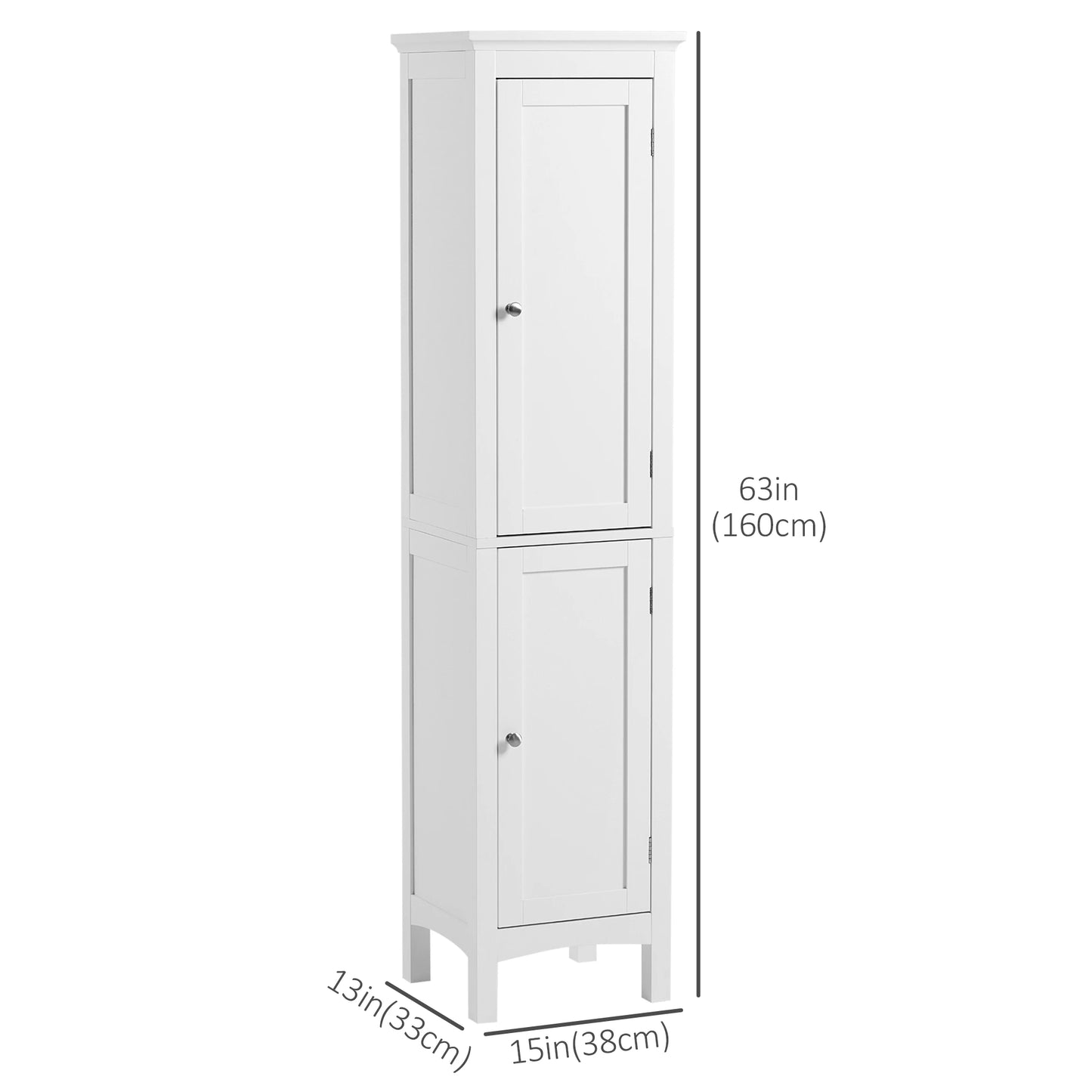 Tall Bathroom Cabinet, Freestanding Storage Organizer, 15" x 13" x 63", White Bathroom Cabinets at Gallery Canada