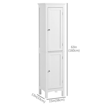 Tall Bathroom Cabinet, Freestanding Storage Organizer, 15" x 13" x 63", White Bathroom Cabinets at Gallery Canada