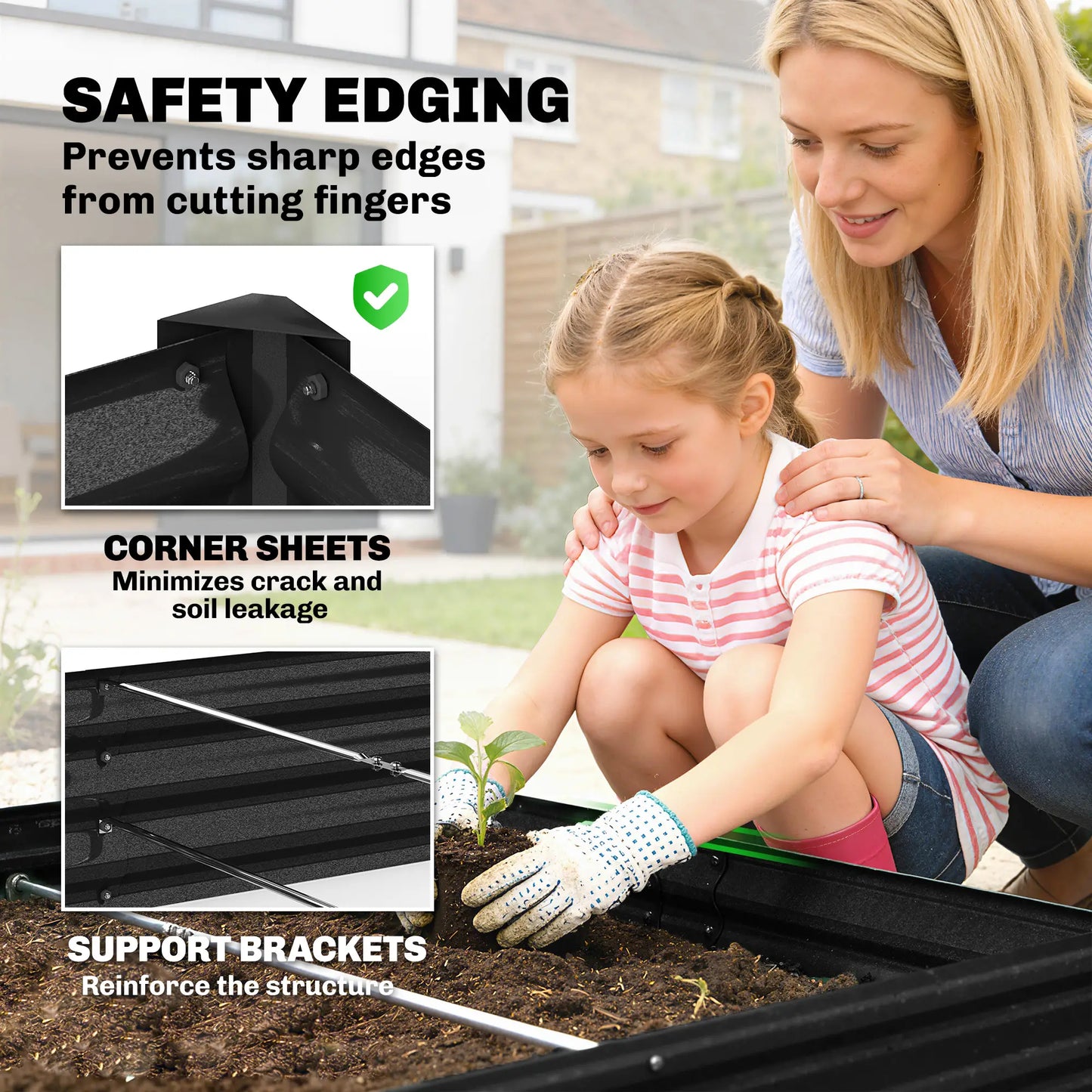 8 x 4 x 1ft Galvanized Raised Garden Bed, Reinforced Planter Box, Black Galvanized Planter Boxes at Gallery Canada