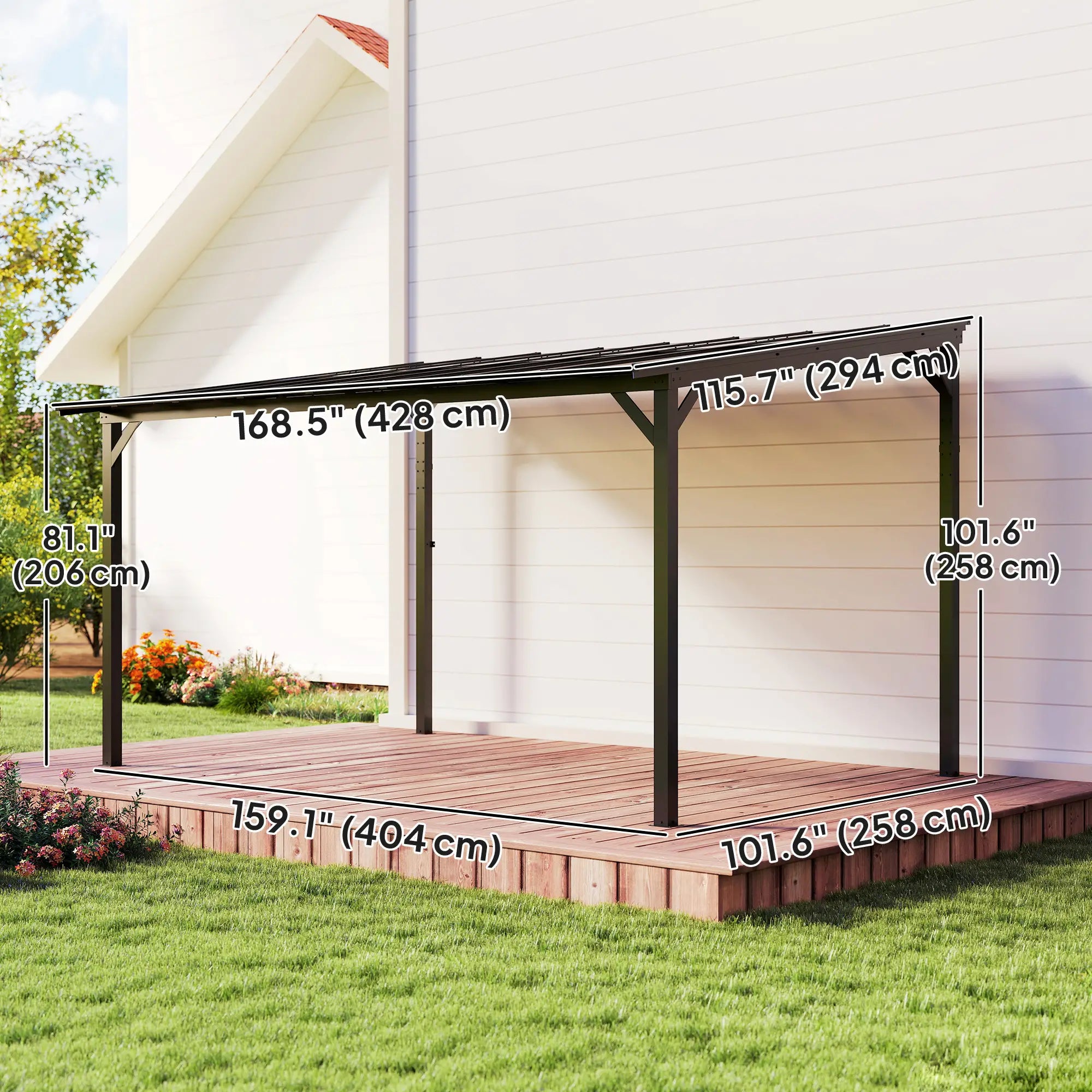 10' x 14' Hardtop Gazebo, Wall Mounted, Free Standing, UPF 50+, Waterproof Roof Pergolas at Gallery Canada