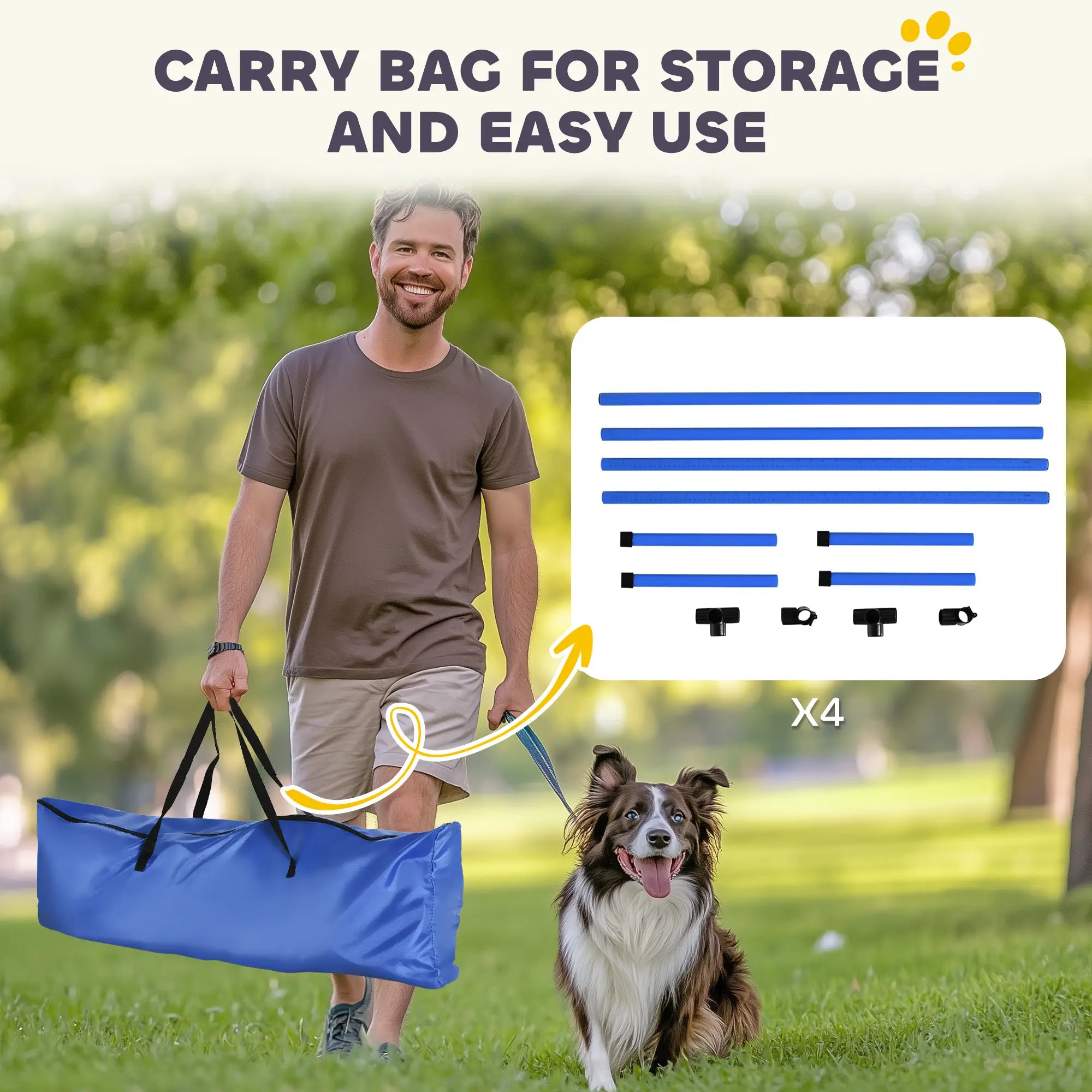 Dog Agility Training Set, 4 Adjustable Jump Bars, Exercise Kit, Blue Dog Agility Training Equipment at Gallery Canada