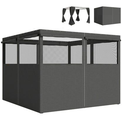 10' x 10' Gazebo Sidewall Set, 4 Panels, Windows, Doors, Dark Grey Gazebo Sidewalls at Gallery Canada