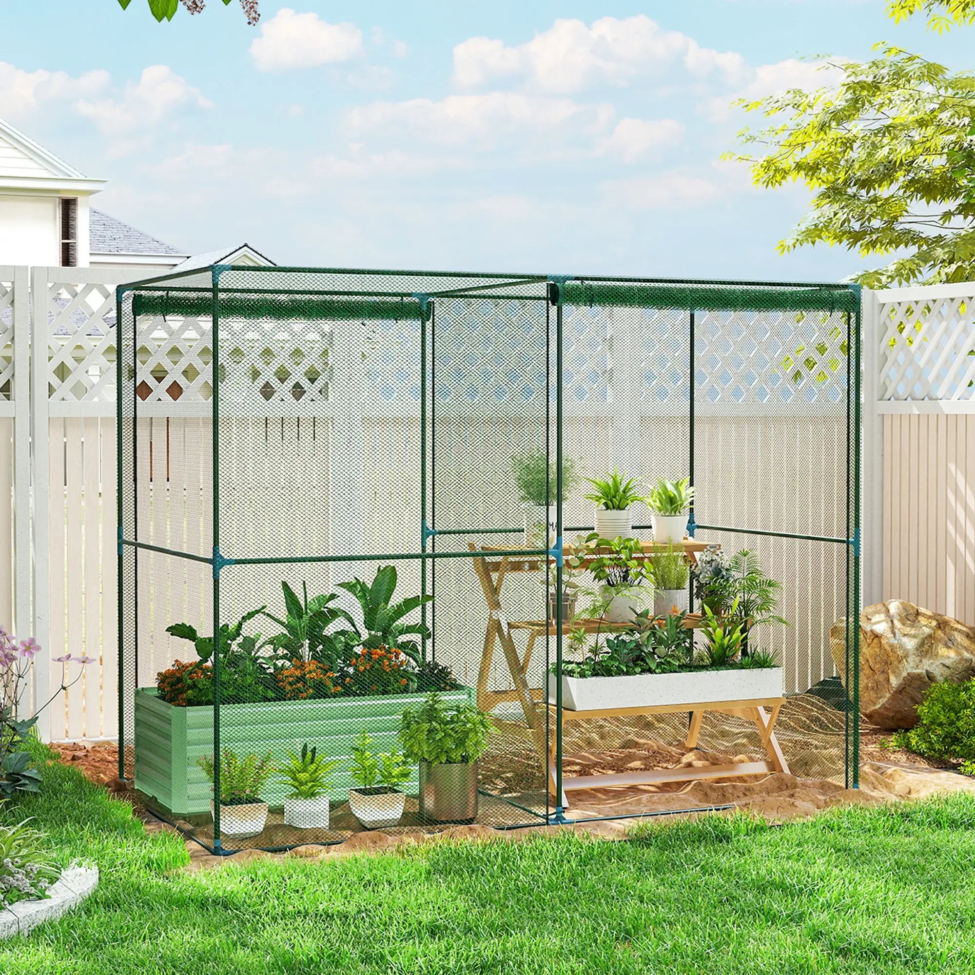 8' x 4' Crop Cage, Plant Protection Tent, Zippered Doors, Vegetable Garden Greenhouses at Gallery Canada