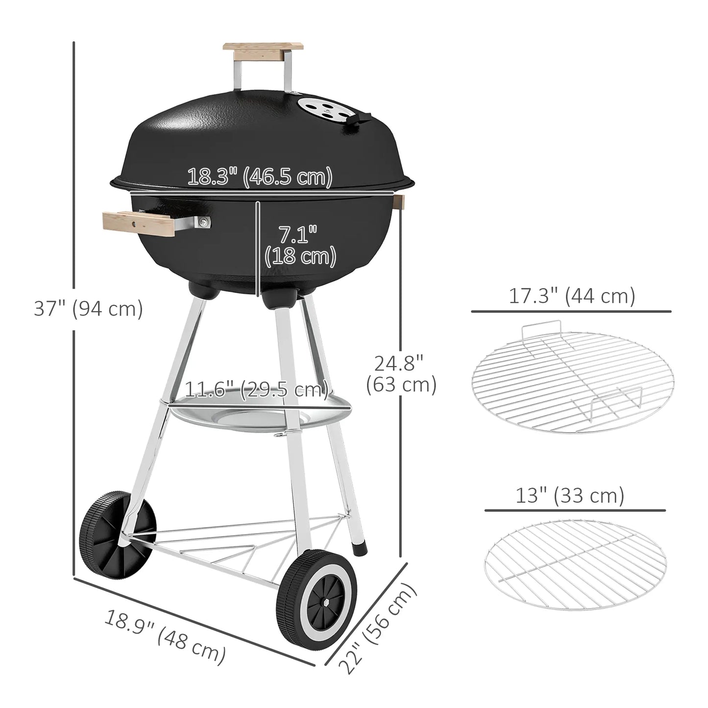 Portable Charcoal BBQ Grill, Steel Outdoor Cooker With Lid, Black Charcoal BBQ Grils at Gallery Canada
