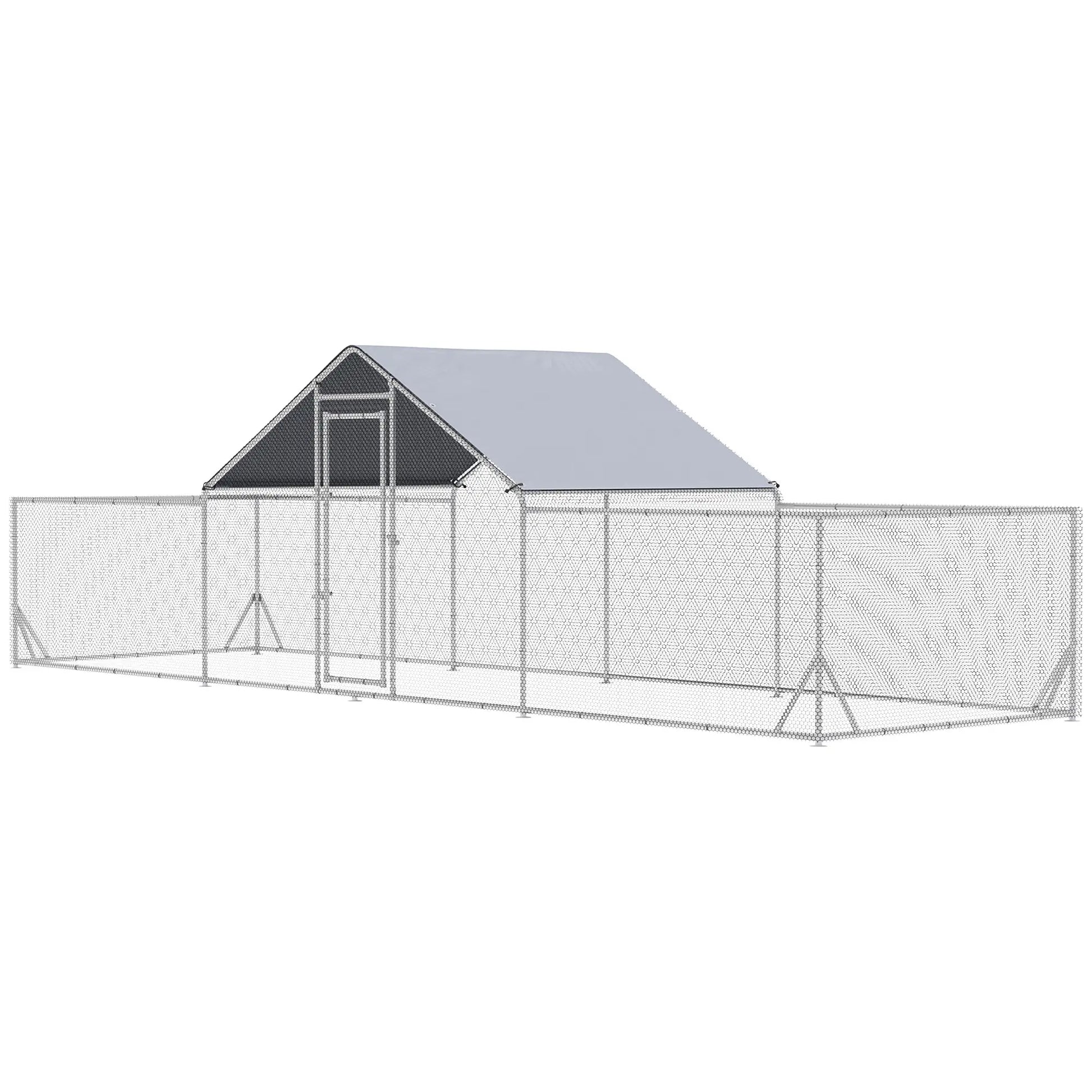 23' x 6.6' Metal Chicken Coop, Waterproof Anti-UV Cover, Spire Roof, Door, for 12-14 Chickens, Ducks, Rabbits, Sliver Chicken Coops at Gallery Canada