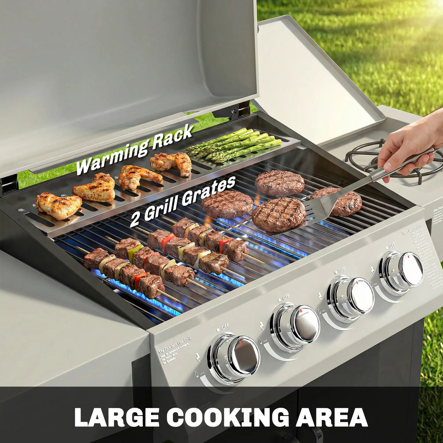 4+1 Burner Liquid Propane Gas Grill, Outdoor Portable BBQ Propane Gas Grills at Gallery Canada