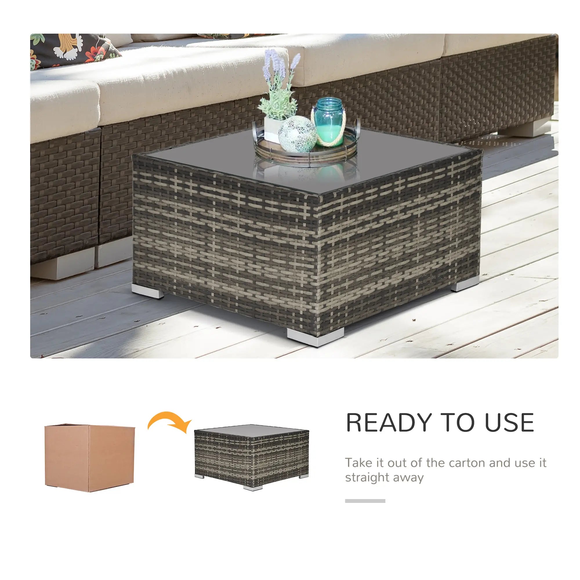 Rattan Coffee Table, 25.6