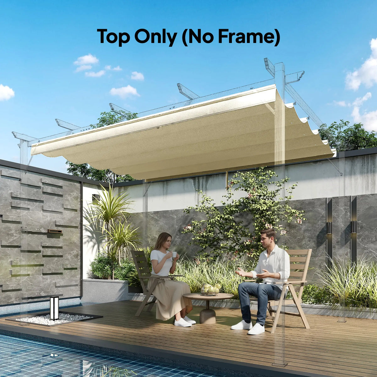 8.5' X 11.5' Retractable Pergola Canopy Replacement, Cream Gazebo Canopy Replacement at Gallery Canada
