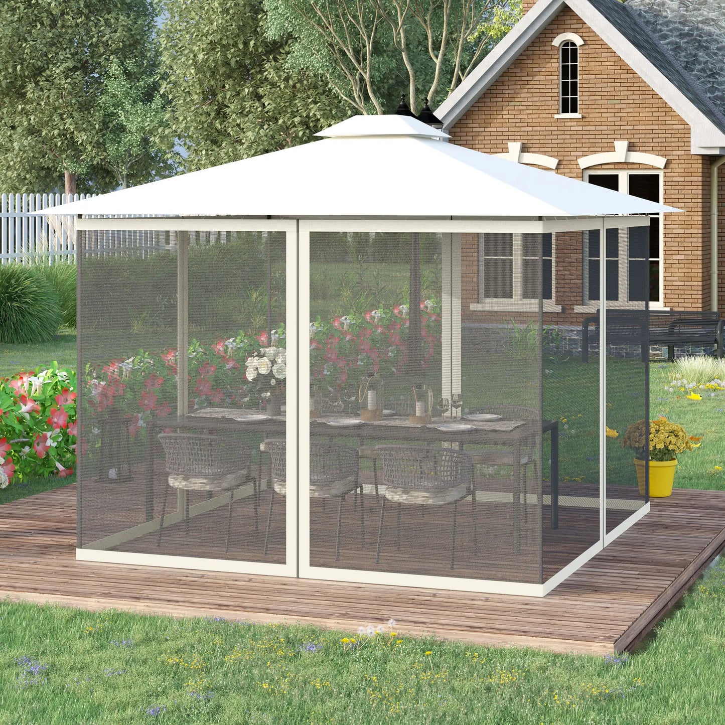 Mosquito Netting For Gazebo, 10' x 13', Black Screen Walls With Zippers, Black Gazebo Sidewalls at Gallery Canada