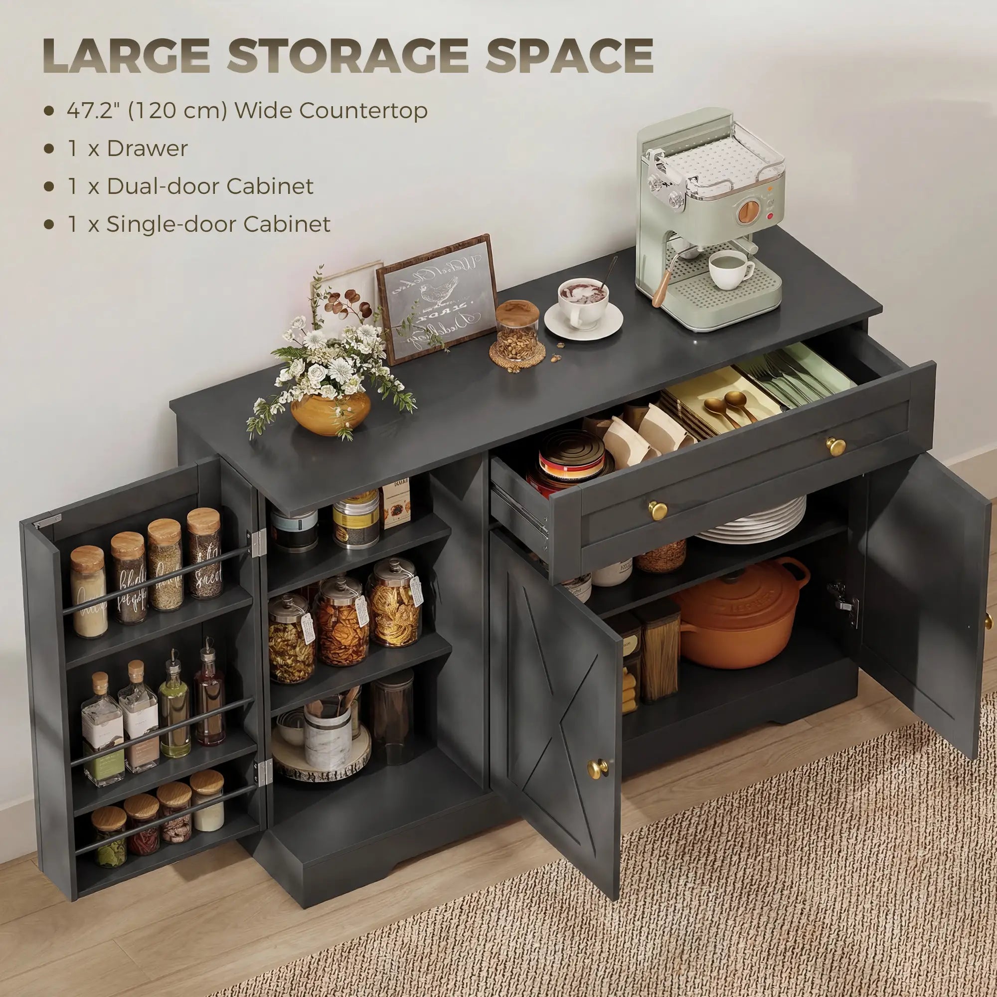 Sideboard Buffet Cabinet, Farmhouse Coffee Bar, Barn Doors, Black Bar Cabinets at Gallery Canada