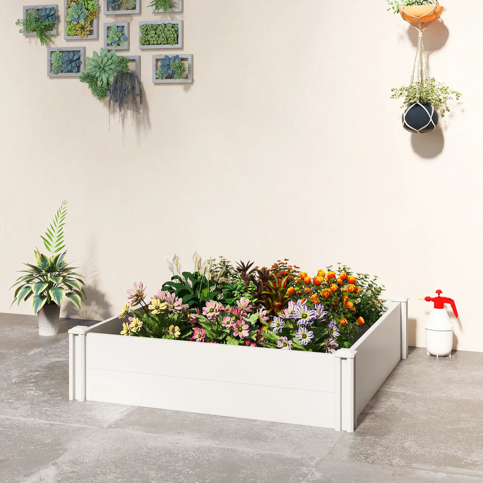 White Vinyl Raised Garden Bed Kit, 3 x 3 x 1ft Modular Elevated Box, White Raised Garden Beds at Gallery Canada