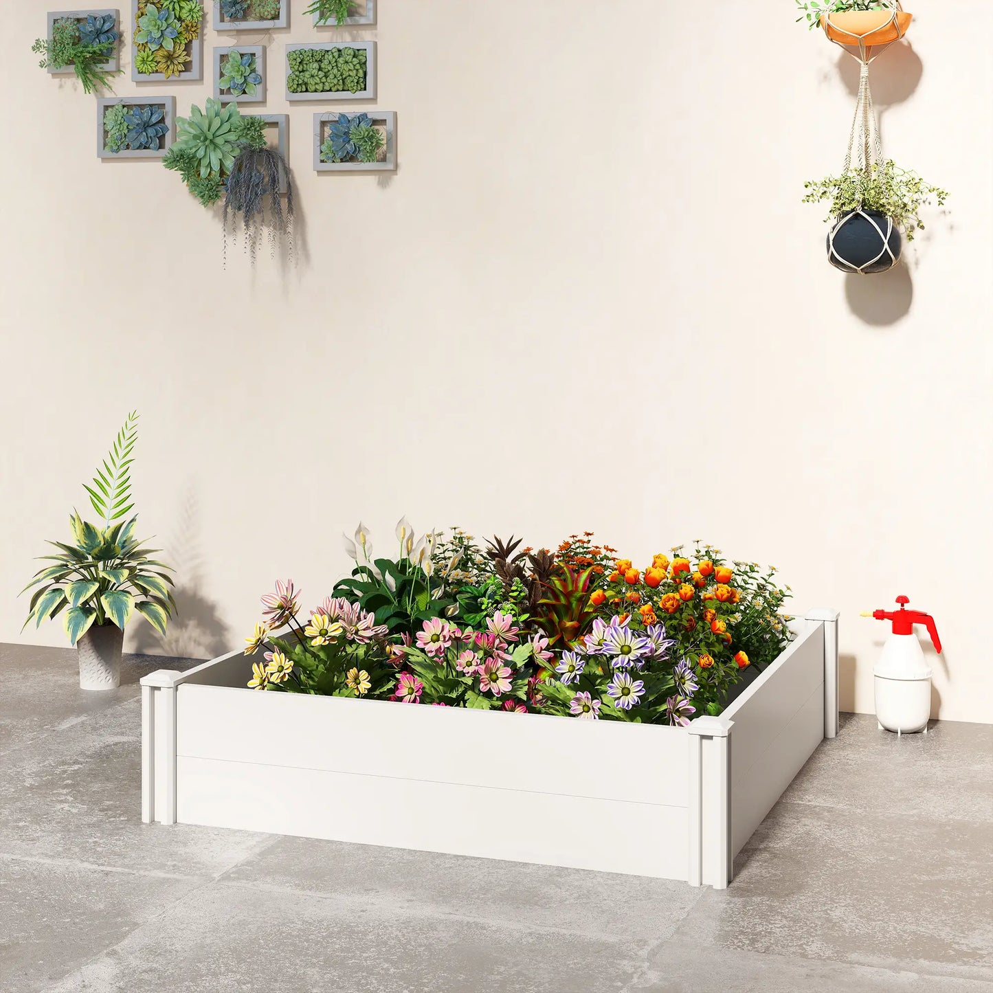 White Vinyl Raised Garden Bed Kit, 3 x 3 x 1ft Modular Elevated Box, White Raised Garden Beds at Gallery Canada