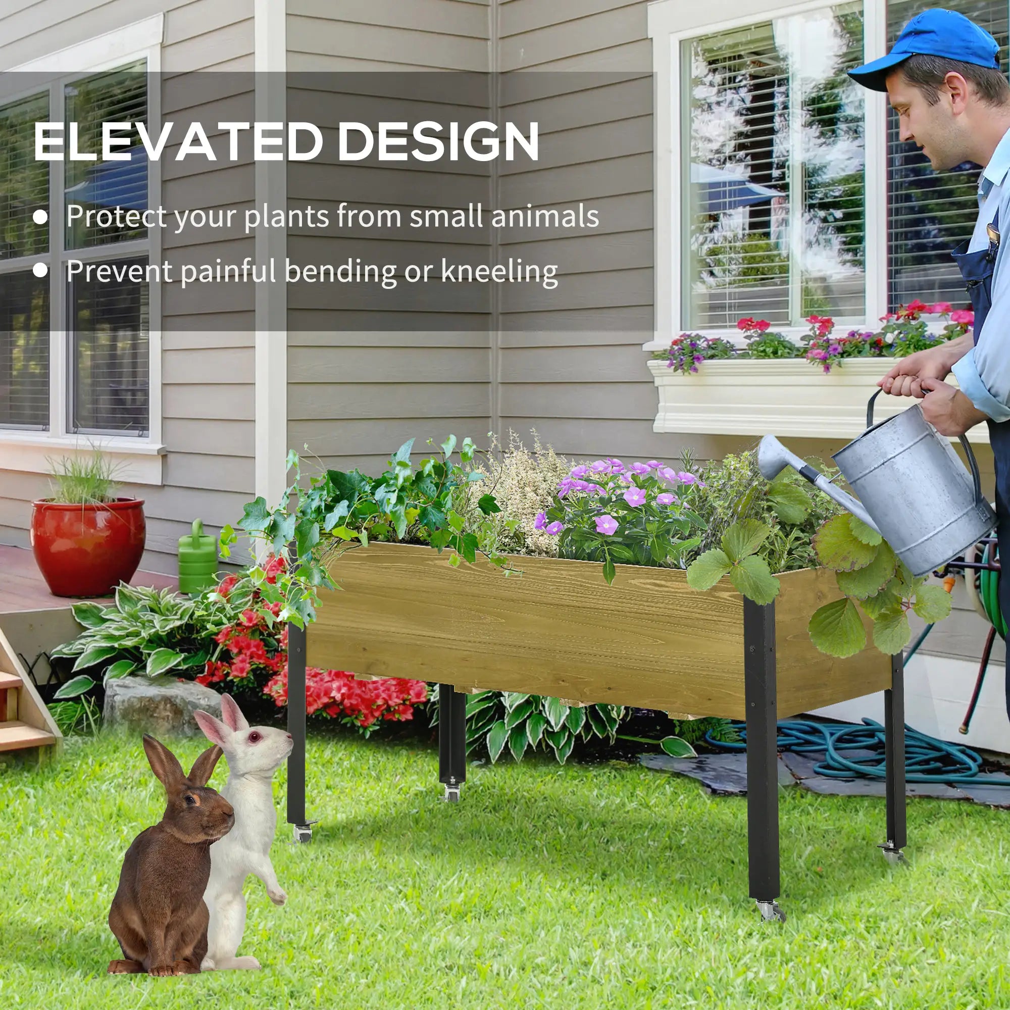 Elevated Planter Box with Legs, Lockable Wheels, Metal Legs, Non-Woven Fabric Elevated Garden Beds at Gallery Canada