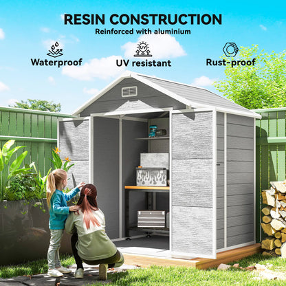 6' x 5' Plastic Outdoor Storage Shed, Garden Shed, Wood Effect Grey, Grey Sheds at Gallery Canada