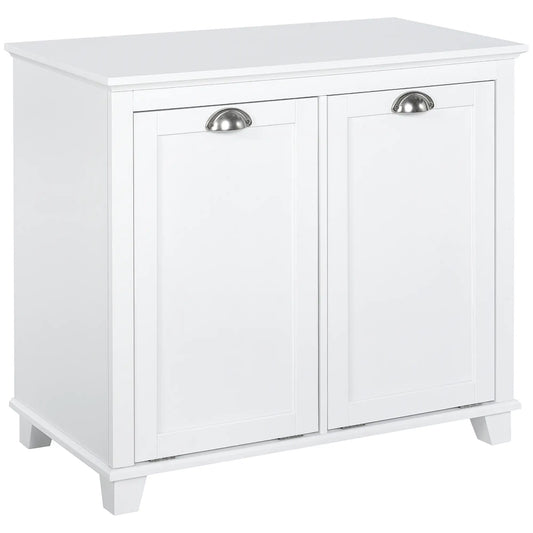 Tilt-Out Laundry Cabinet, Bathroom Organizer, 2-Compartment Hamper, White Bathroom Cabinets White at Gallery Canada