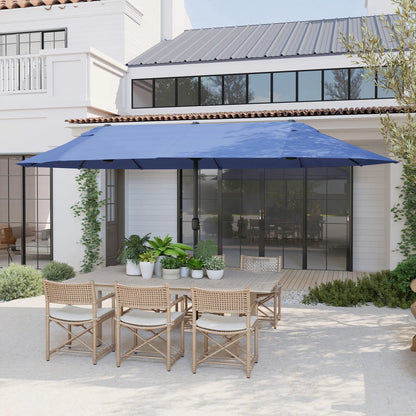 15ft Double-Sided Patio Umbrella, Twin Canopy, Crank, Blue Sun Umbrellas at Gallery Canada