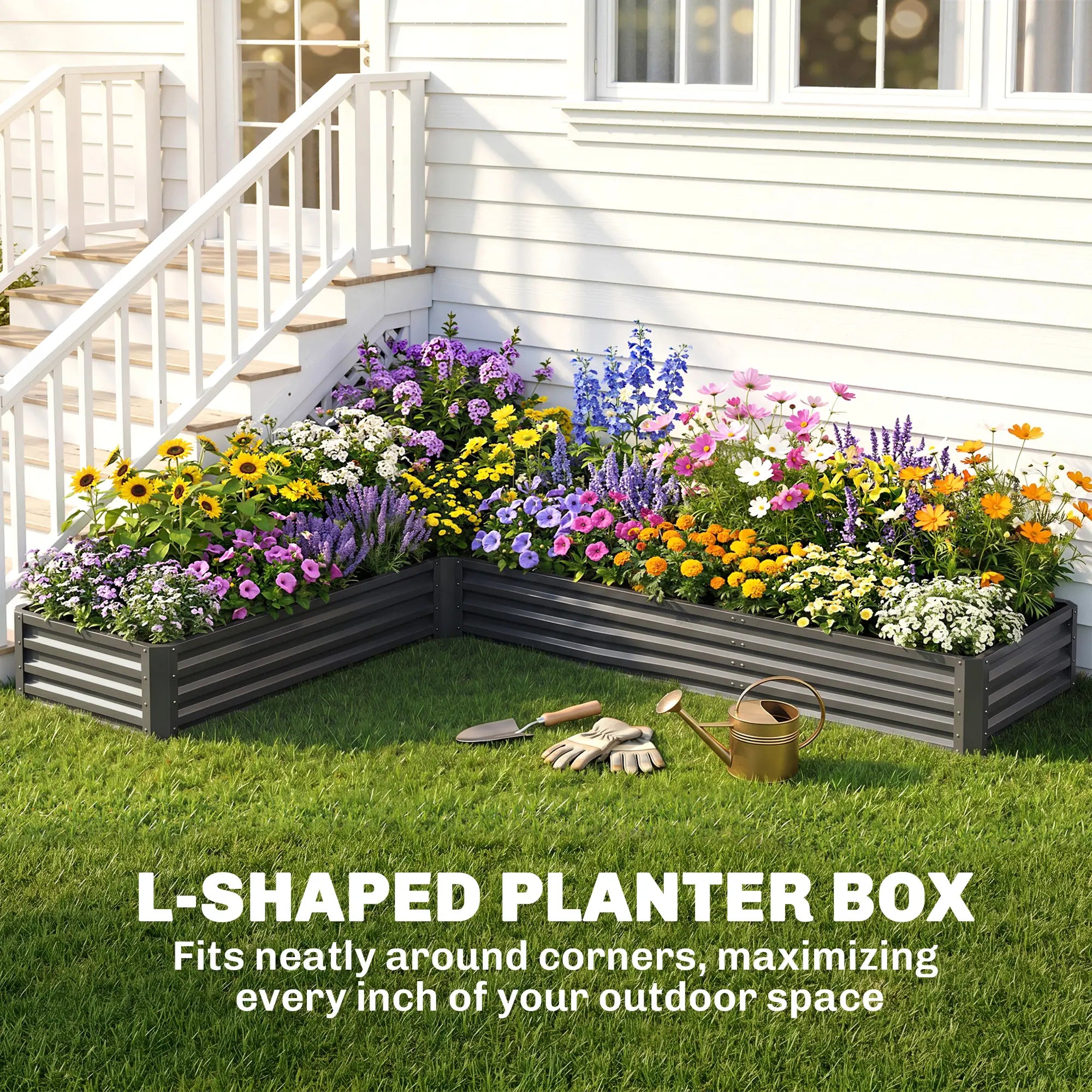 L-Shaped Raised Garden Bed, 82