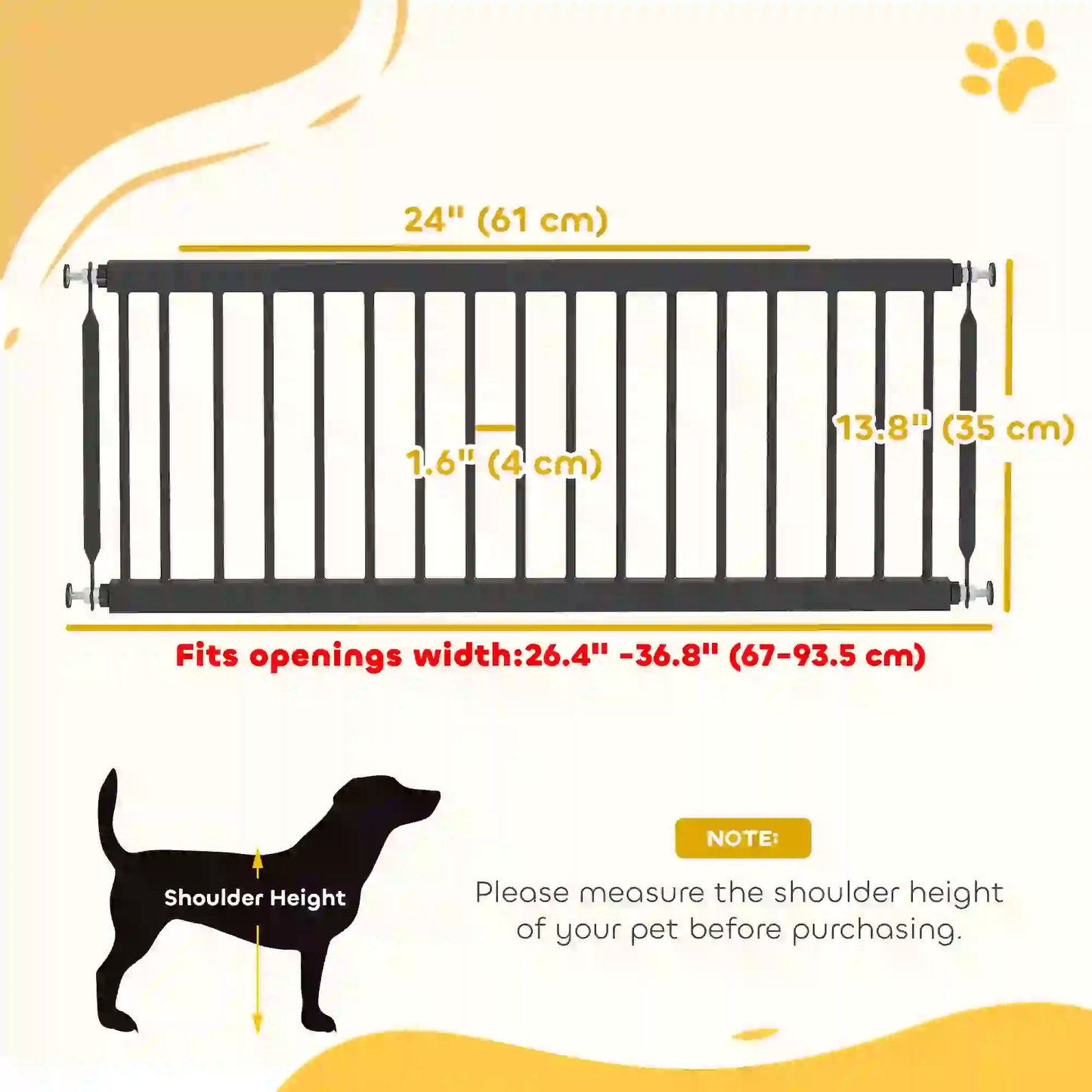 26"-37" Dog Gate, Adjustable Pet Gate, 14" Tall, Black Pet Gates at Gallery Canada