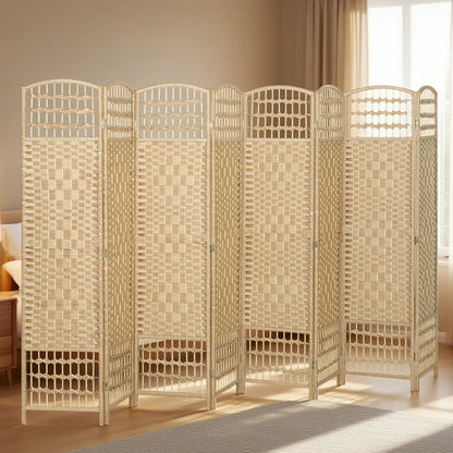 8 Panel Folding Room Divider, Portable Privacy Screen, Natural Room Dividers at Gallery Canada