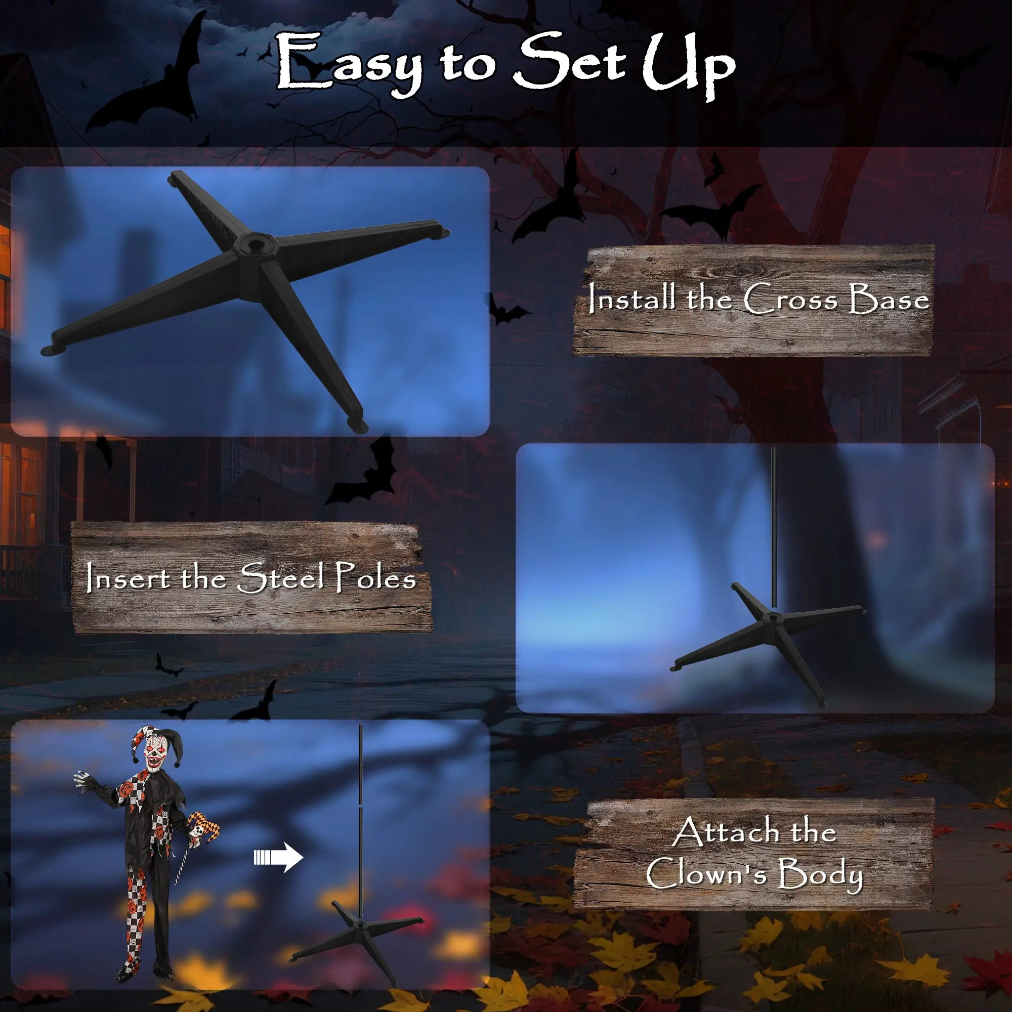 Life Size Animated Clown, Red Light Up Eyes, Sound Activated Decorations, Red Halloween Decorations at Gallery Canada