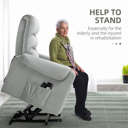 Lift Chair, Massage Recliner with 8 Vibration Points, Footrest, Remote, Grey Electric Power Lift Chairs at Gallery Canada