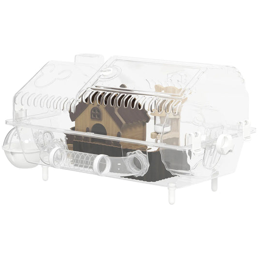 8 In 1 Hamster Cage With Accessories, 21.5" x 11.8" x 12.6" Hamster Cages Transparent, Natural Wood at Gallery Canada