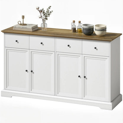 Sideboard Buffet Cabinet, 55" Farmhouse Kitchen Cabinet with Soft-Close Doors, 2 Drawers and 2 Adjustable Shelves