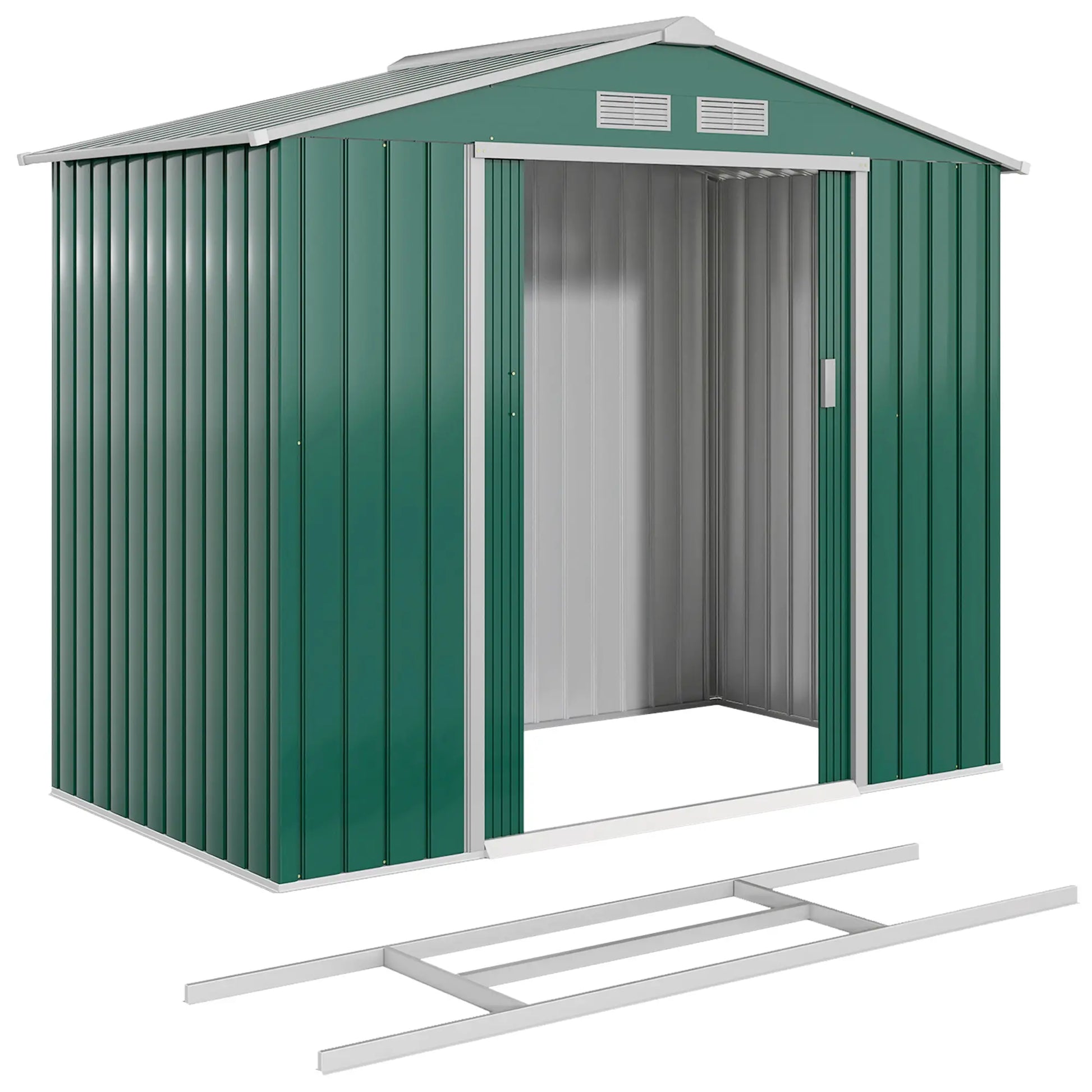 7' x 4' x 6' Garden Storage Shed, Metal Tool House, Green Sheds Green at Gallery Canada