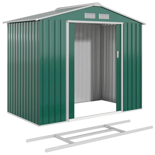 7' x 4' x 6' Garden Storage Shed, Metal Tool House, Green