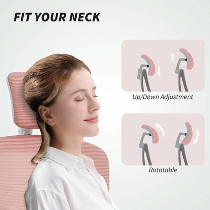 Ergonomic Office Chair, Mesh Desk Chair, Adjustable Headrest, Lumbar Support, Pink Task Chairs at Gallery Canada
