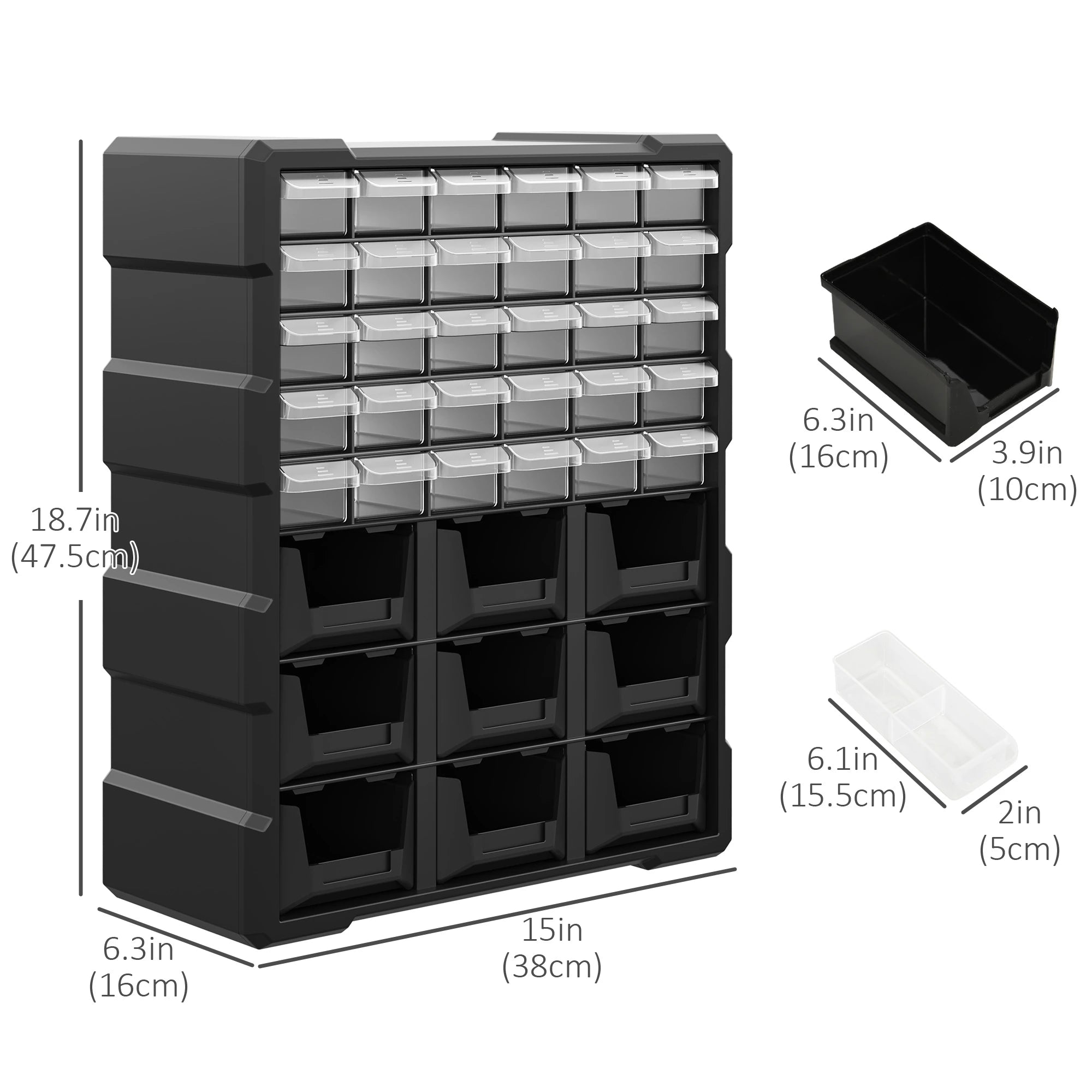 Plastic 39 Drawer Parts Organizer, Wall Mount Storage Cabinet, Black Tool Organizers at Gallery Canada